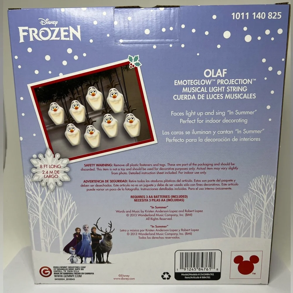 Disney Frozen Olaf Singing String Lights Musical EmoteGlow Holiday Christmas